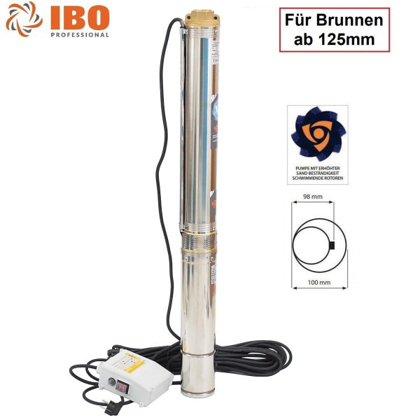 Tiefbrunnenpumpe Brunnenpumpe 4" 98 mm 6000 l/h 1,1kW 10,2 bar sandresistent