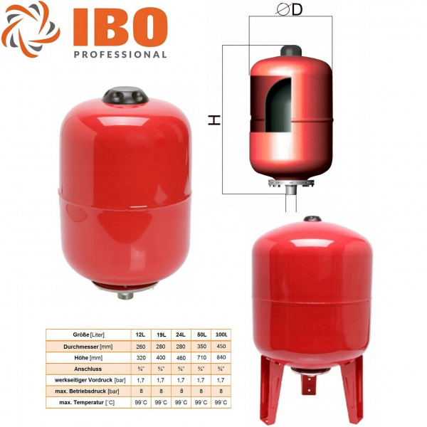 Membran Ausdehnungsgefäß 19 L f. Heizung Solar Ausgleichsbehälter
