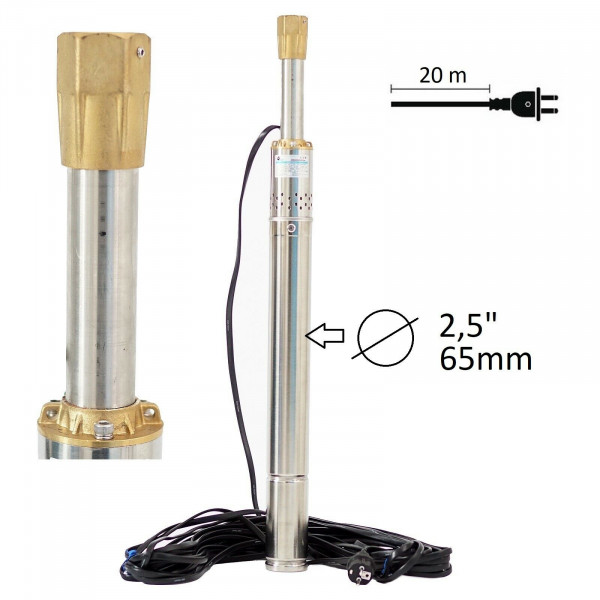 Robuste Tiefbrunnenpumpe 2,5 Zoll 65mm - 0,55 kW - 2100 L/h - 10 bar 2.5QGDa550
