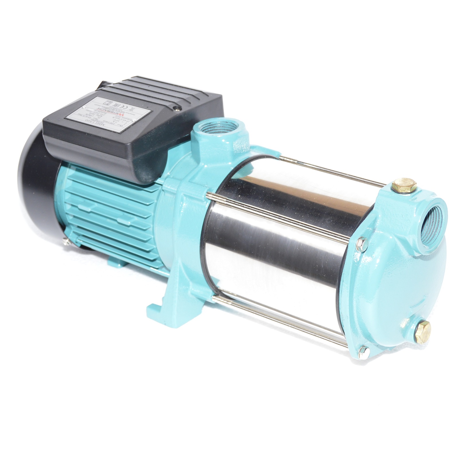 Mehrstufige Kreiselpumpe 1300W Kreiselpumpe Gartenpumpe 1300W Edelstahl - 6000 L/h, 98 M Förderhöhe, Mit Druckschalter Kreiselpumpe 10 Bar Gartenpumpe 6 Bar