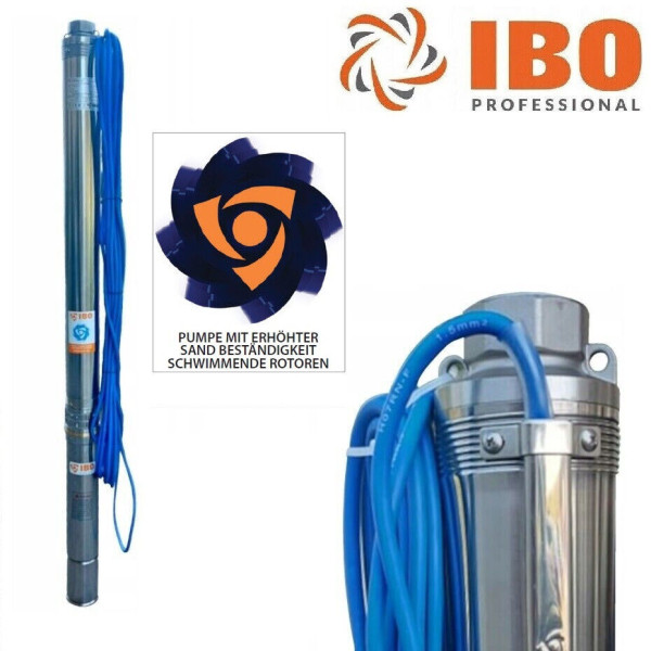 Hochwertige 4" Tiefbrunnenpumpe IBO 4/015S - 230V - 9,4bar - 6600L/h