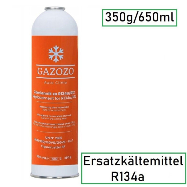 R134a Ersatz Kältemittel 650ml/350g für Autoklimaanlage