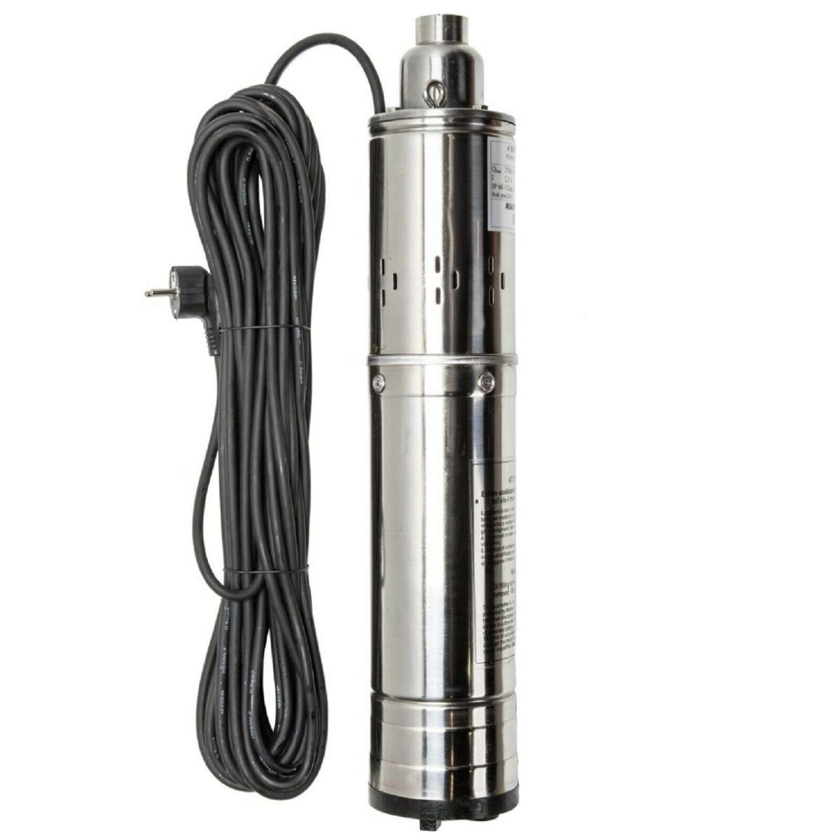Tiefbrunnenpumpe Tauchpumpe Rohrpumpe Brunnenpumpe 2 zoll Sandverträglich Gartenpumpe Tauch Für Brunnen, Schächten, Zisternen, Maximale Fördermenge 1000 l/h 220 V 0.35KW 55m