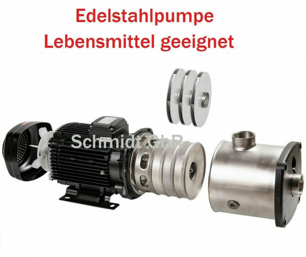 Edelstahl Gartenpumpe Wasserpumpe Förderpumpe Lebensmittel geeignet MCI 8-40 200L/min 7bar