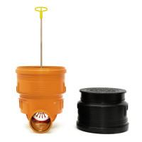 Kontrollschacht Revisionsschacht DN400 Rückstauklappe 2x DN160 Abwasserschacht Kontrollschacht Revisionsschacht DN400 Rückstauklappe 2x DN160 Abwasserschacht