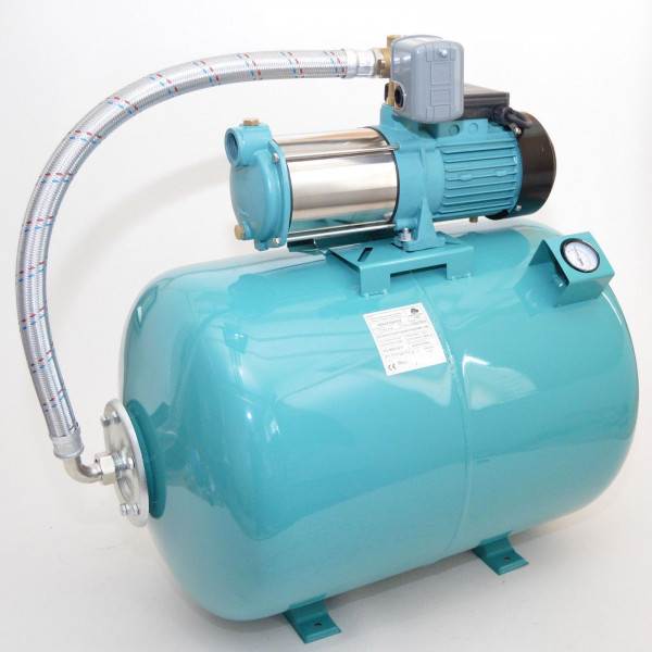 Hauswasserwerk 100 Liter mit Pumpe 1300Watt INOX Edelstahl + Luftdruckmanometer