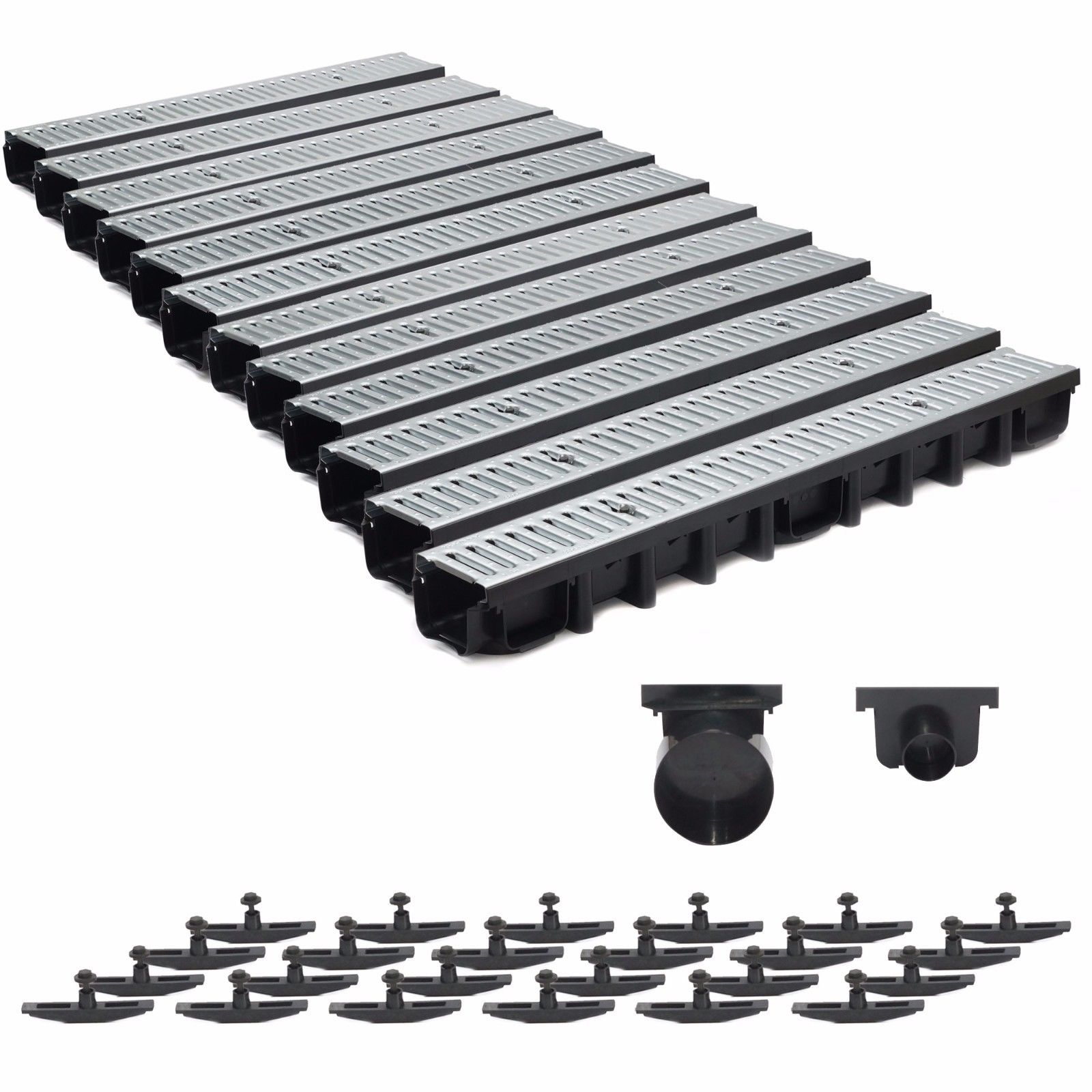 98mm Stegrost Stahl verzinkt 11 m inkl Kit A15 Entwässerungsrinne SET Tiefe 
