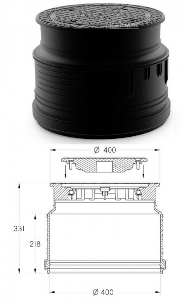 Kontrollschacht Revsonsschacht DN 400 Mt Rückstauklappe 2 X 125 Mm