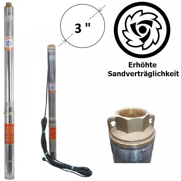 LEISTUNGSSTARKE 3" Tiefbrunnenpumpe 100l/min - 6000l/h bis 5% Sandverträglich