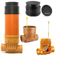 Kontrollschacht Revisionsschacht DN400 Rückstauklappe 2x DN160 Abwasserschacht Kontrollschacht Revisionsschacht DN400 Rückstauklappe 2x DN160 Abwasserschacht