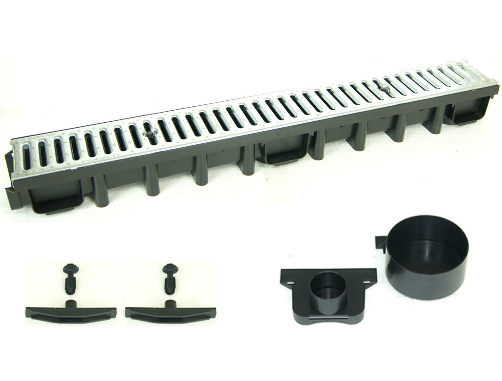 Entwässerungsrinne Einlaufkasten A15 mit Stegrost Stahl verzinkt 131x98 mm 