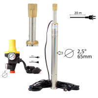 Tiefbrunnenpumpe 2,5 Zoll 65mm - 0,55 kW - 2100 L/h - 10 bar + Pumpensteuerung Tiefbrunnenpumpe 2,5 Zoll 65mm - 0,55 kW - 2100 L/h - 10 bar + Pumpensteuerung