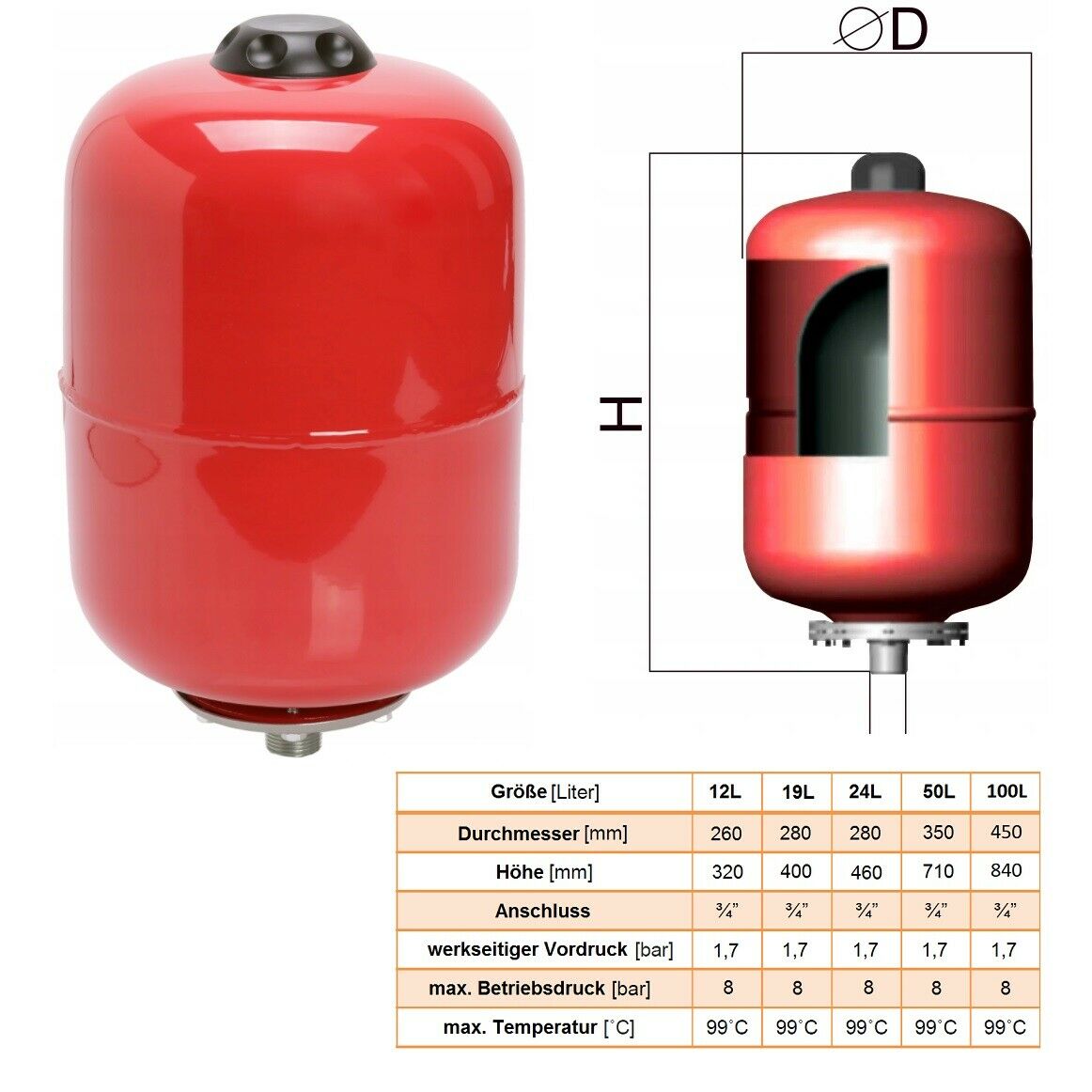 Membran Ausdehnungsgefäß 12 L f. Heizung Solar Ausgleichsbehälter, SpecialOffers