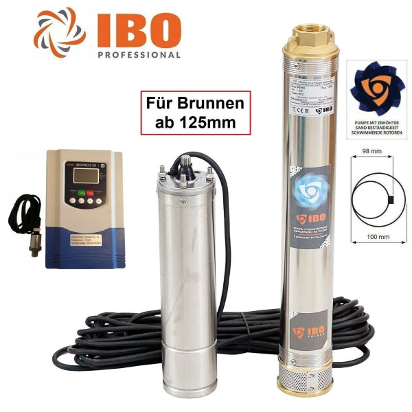 Tiefbrunnenpumpe 4" 5520 l/h 13,1b 1,5kW 400V sandresistent + druckabhängige Steuerung 400V