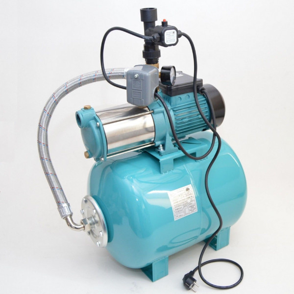 Hauswasserwerk 50L m. 1300W INOX Pumpe + Trockenlaufschutz Hauswasserautomat
