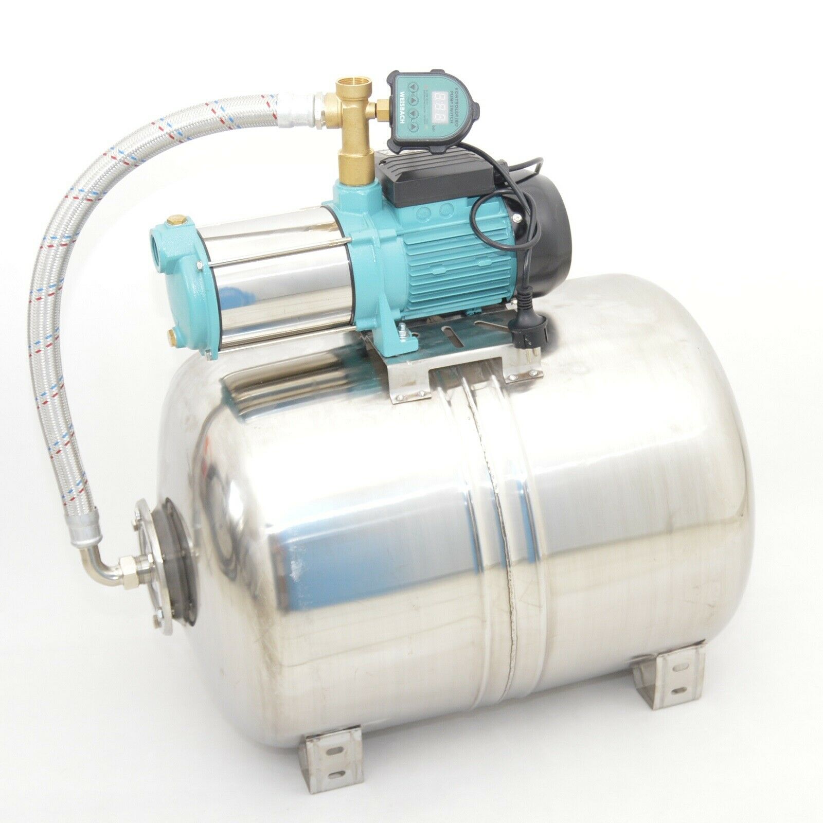 Edelstahl 100L Hauswasserwerk 6000L/h 1,3kW 5,5bar Digitaler