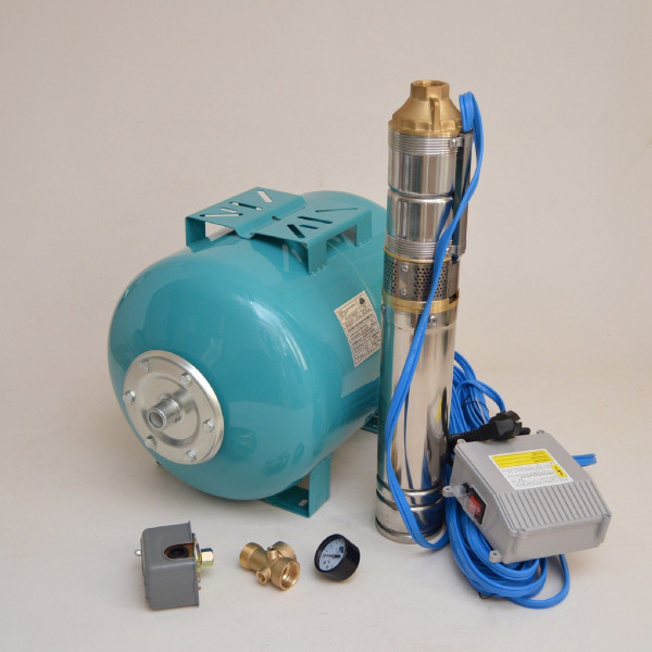 Hauswasserwerk 50L mit 4" Tiefbrunnenpumpe 0,55kW 8,5 bar Hauswasserautomat