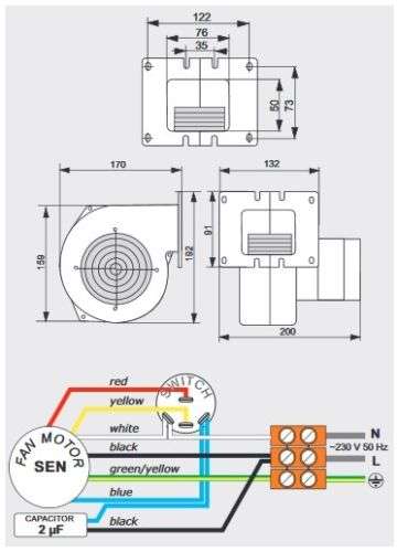 WPA-03K Druckgebläse Ofengebläse Holzvergaser Druckventilator m. 3 Stufen Regler WPA-03K Druckgebläse Ofengebläse Holzvergaser Druckventilator m. 3 Stufen Regler