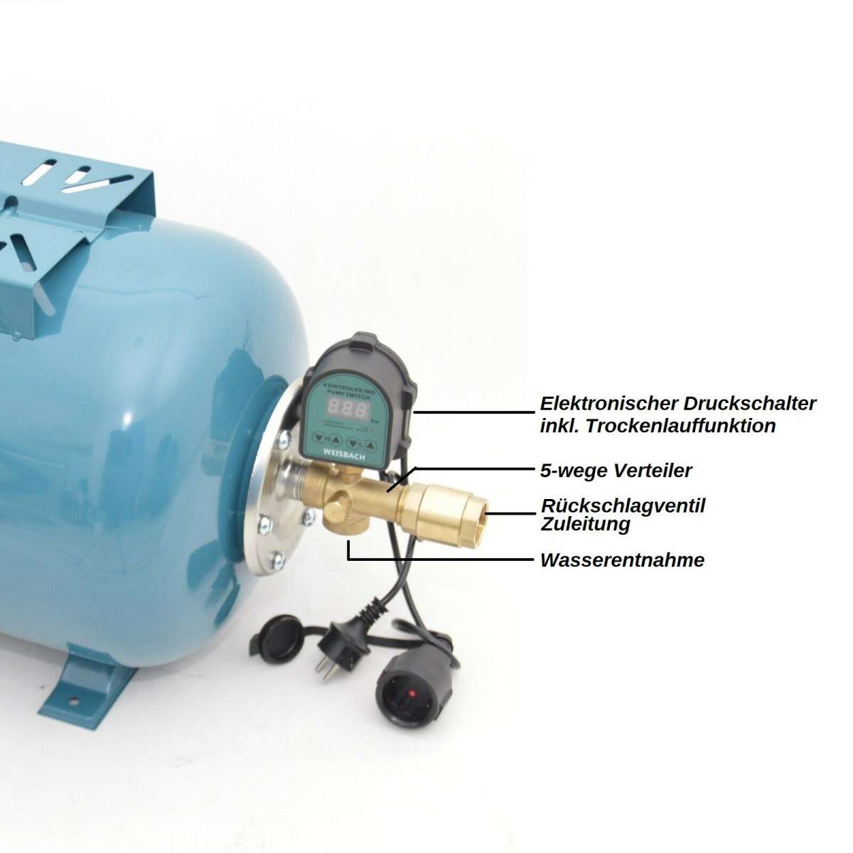Hauswasserwerk 100L Tiefbrunnenpumpe 7,4bar Pumpensteuerung